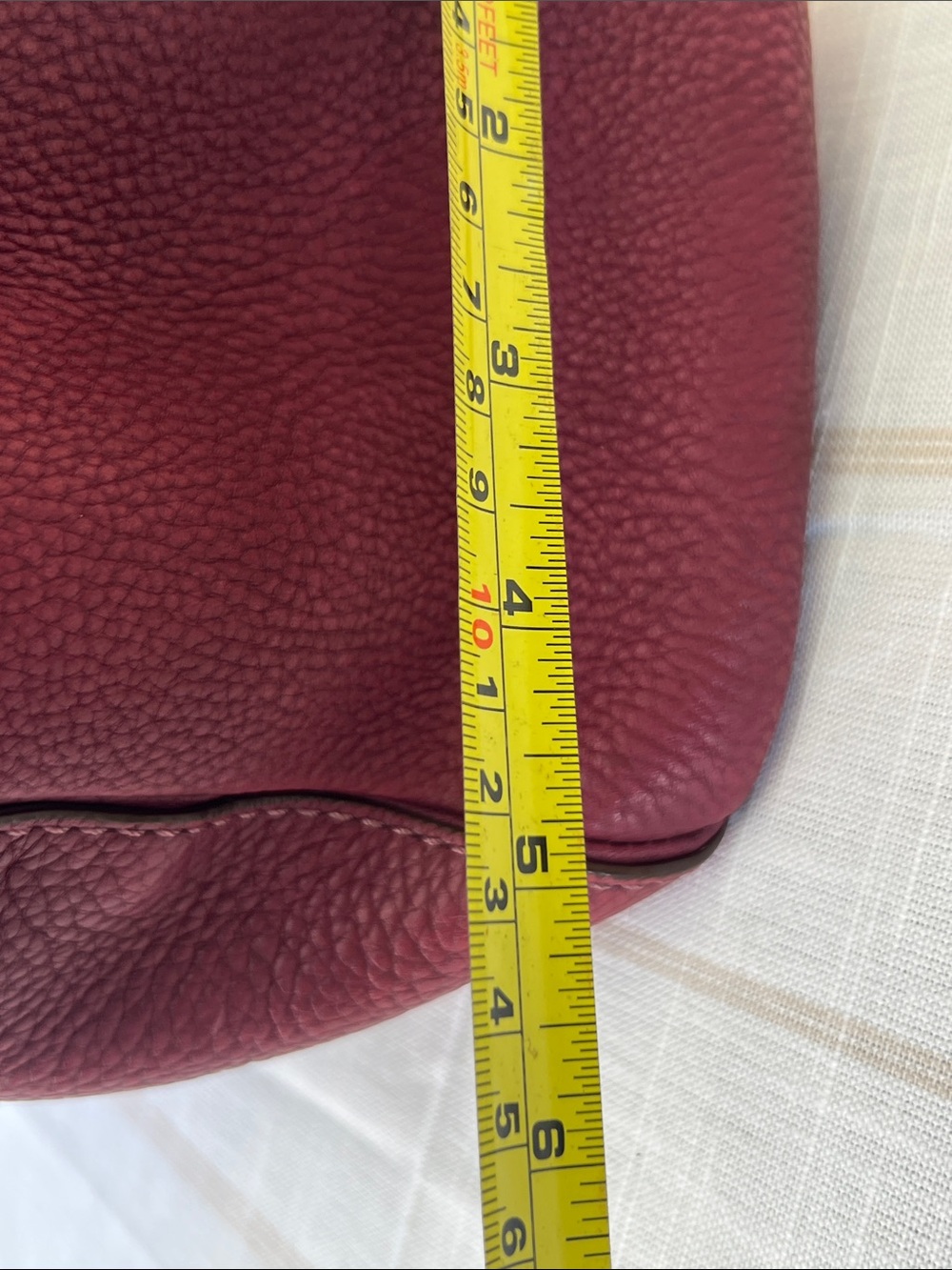 Coach Wine Red Leather Shoulder Bag with Dark Brown Straps - Picture 8 of 9